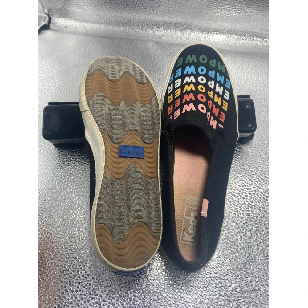 Keds Womens Empower Rainbow Slip On Sneakers Black Canvas Dream Foam Size 7